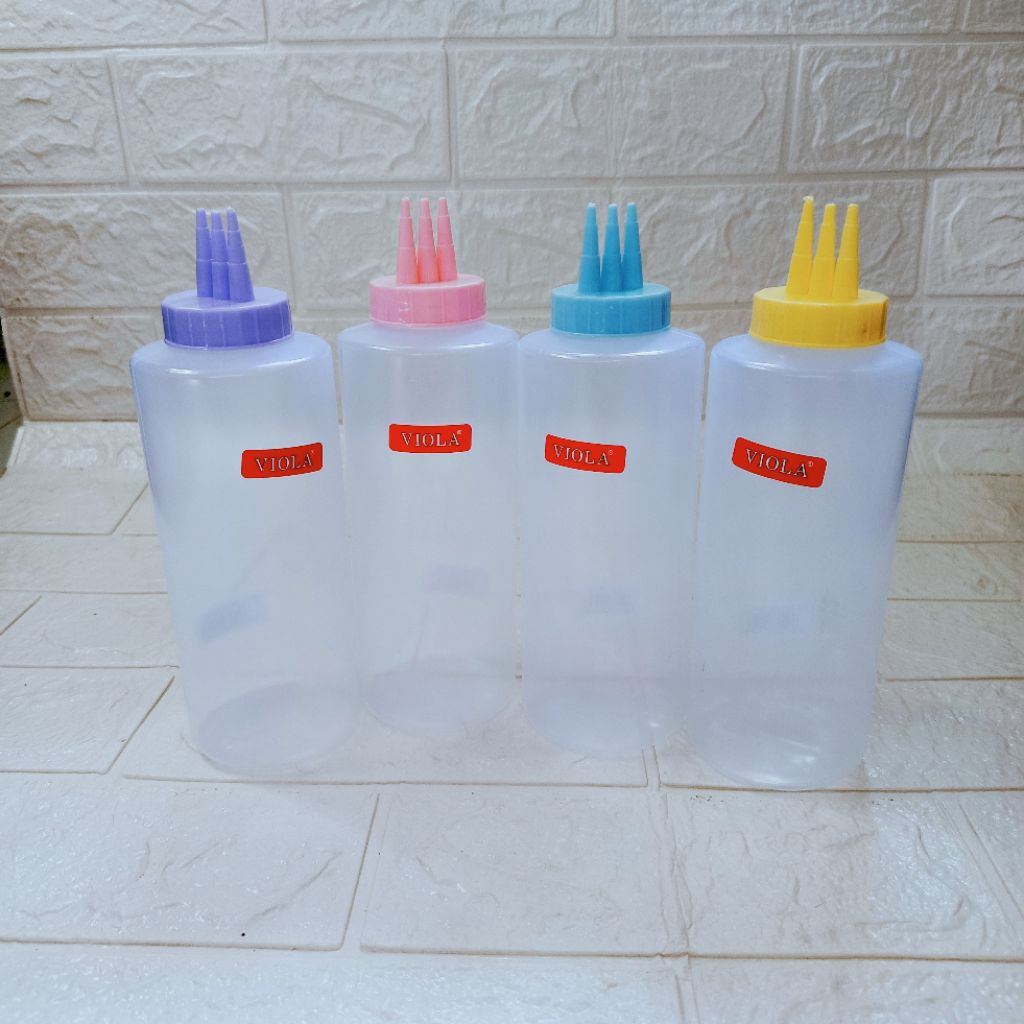 Botol msyonaise VIOLA 3 Lubang 500ml / Botol saos kecap 3 lubang