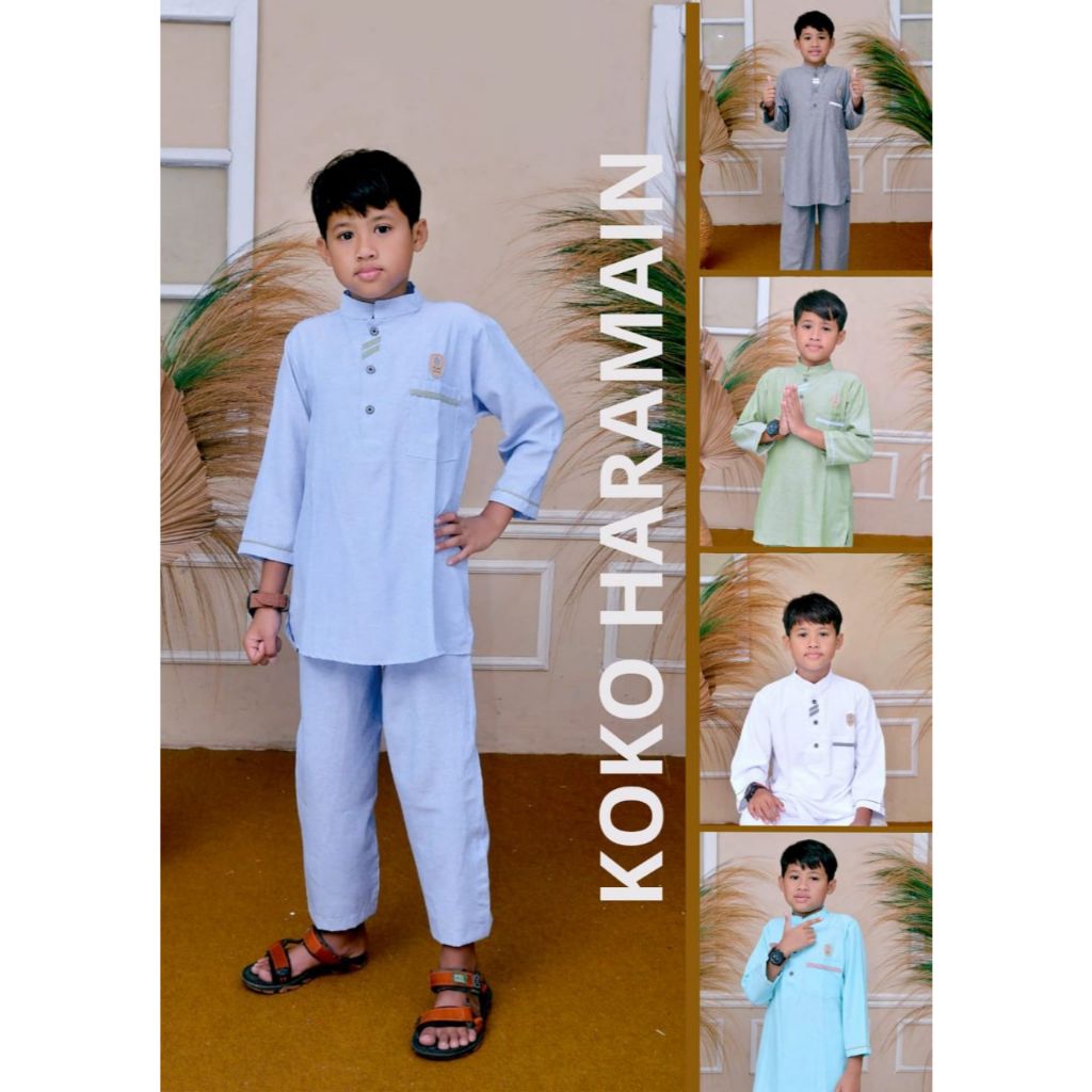 SETELAN KOKO KURTA ANAK LENGAN PANJANG [HAROMAIN] 10-15 THN