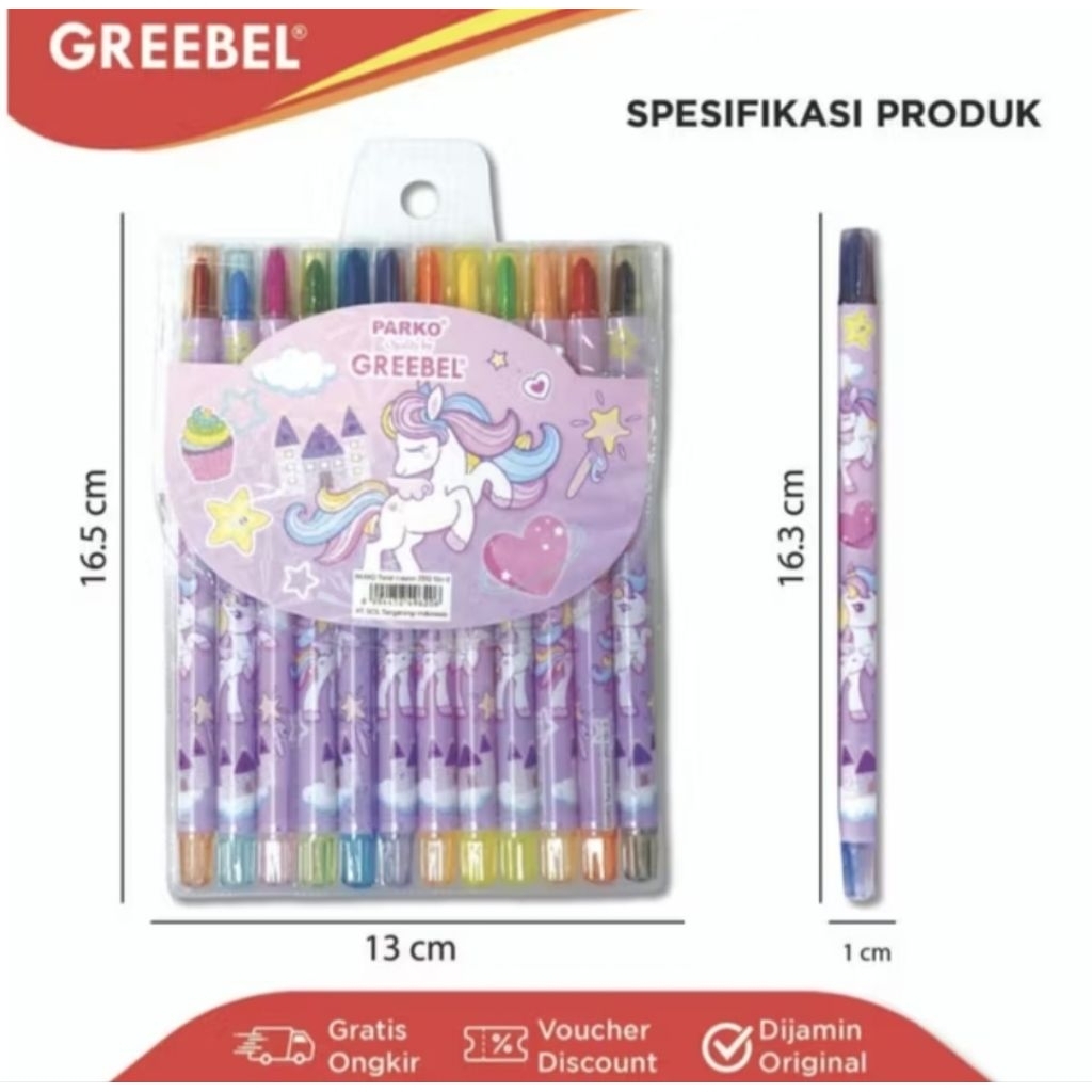 

Greebel Parko Crayon Putar / Krayon Twist 12 warna