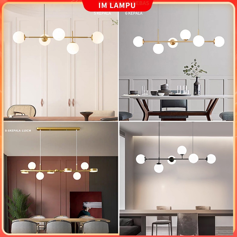 Lampu gantung ruang makan mewah emas panjang lampu gantung ruang tamu meja makan/dapur/bar 3 warna