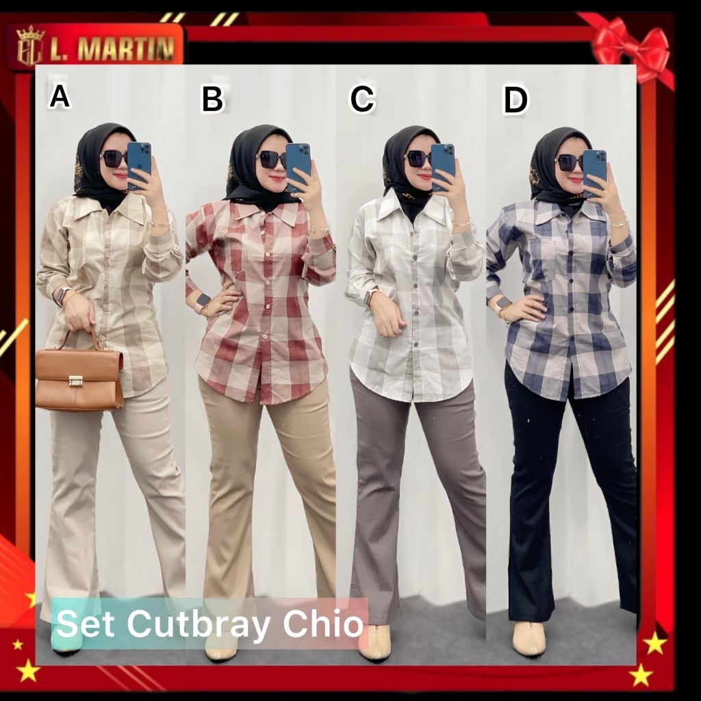 Set cutbray chio, set celana wanita kekinian