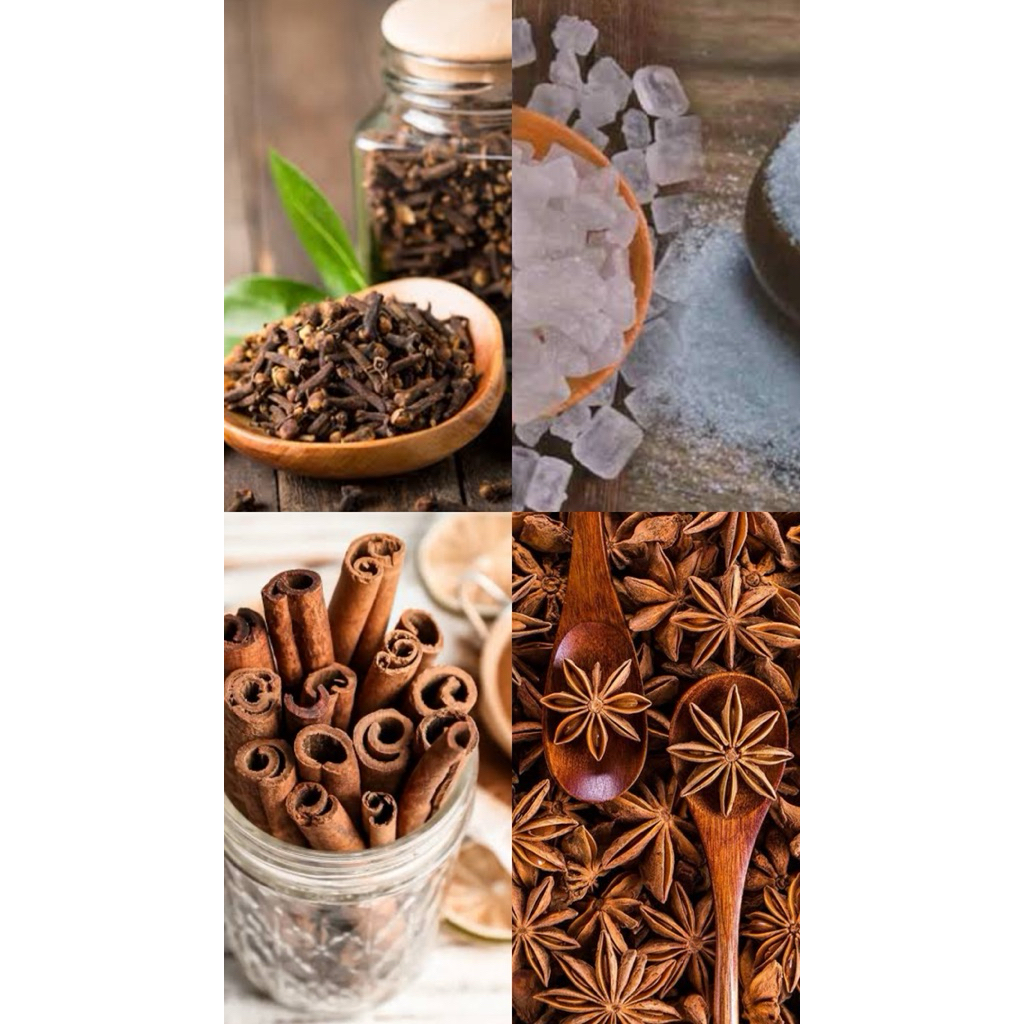 

Kayu manis, cengkeh, bunga lawang, gula batu