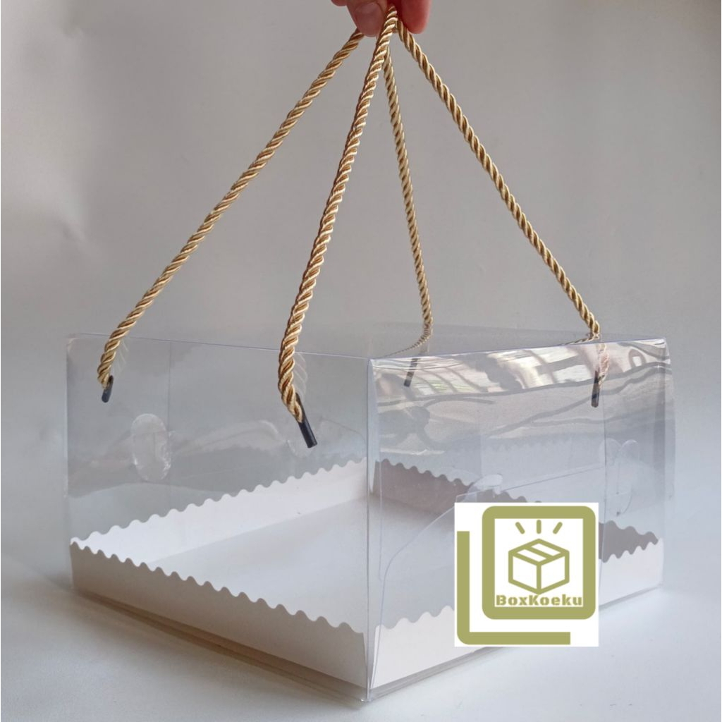 

Box Mika Tali / Mika Box Tali / Box Mika Handle Tali / Kotak Mika Tali / Mika Box Transparant / Mika Kue 22 x 22 x 12