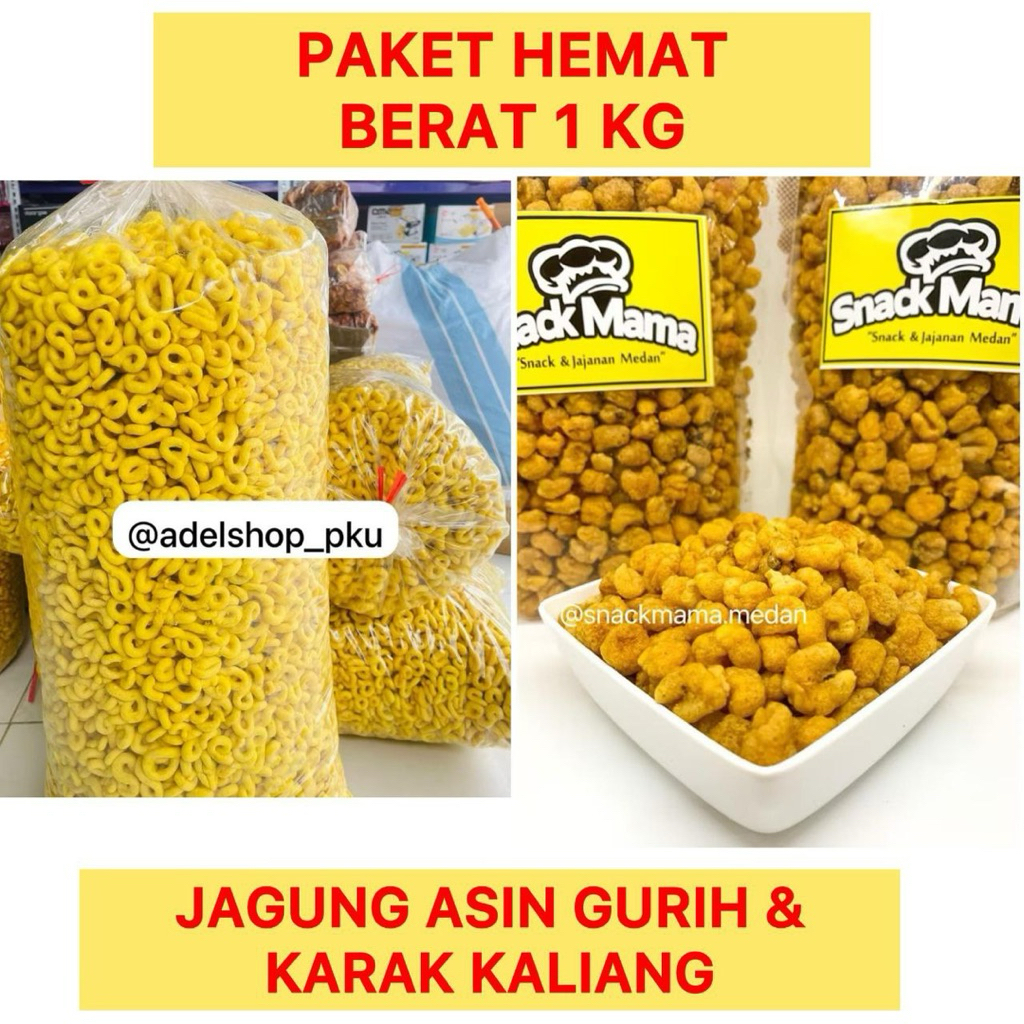 

(PAKET HEMAT KARAK KALIANG & JAGUNG MARNING ) Cemilan Karak Kaliang & Jagung Marning Asin