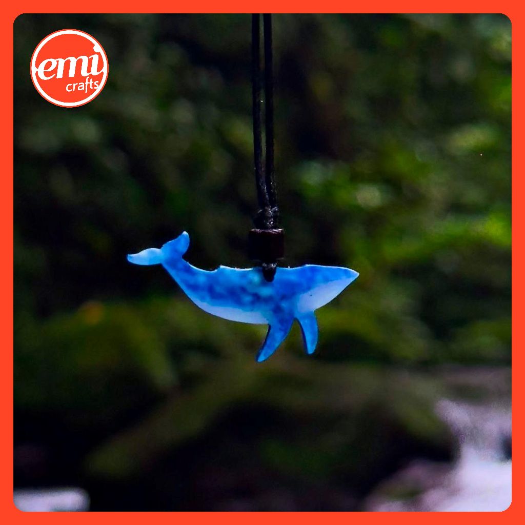 Emicraftt - Kalung Paus Biru Glow In The Dark Ocean Blue