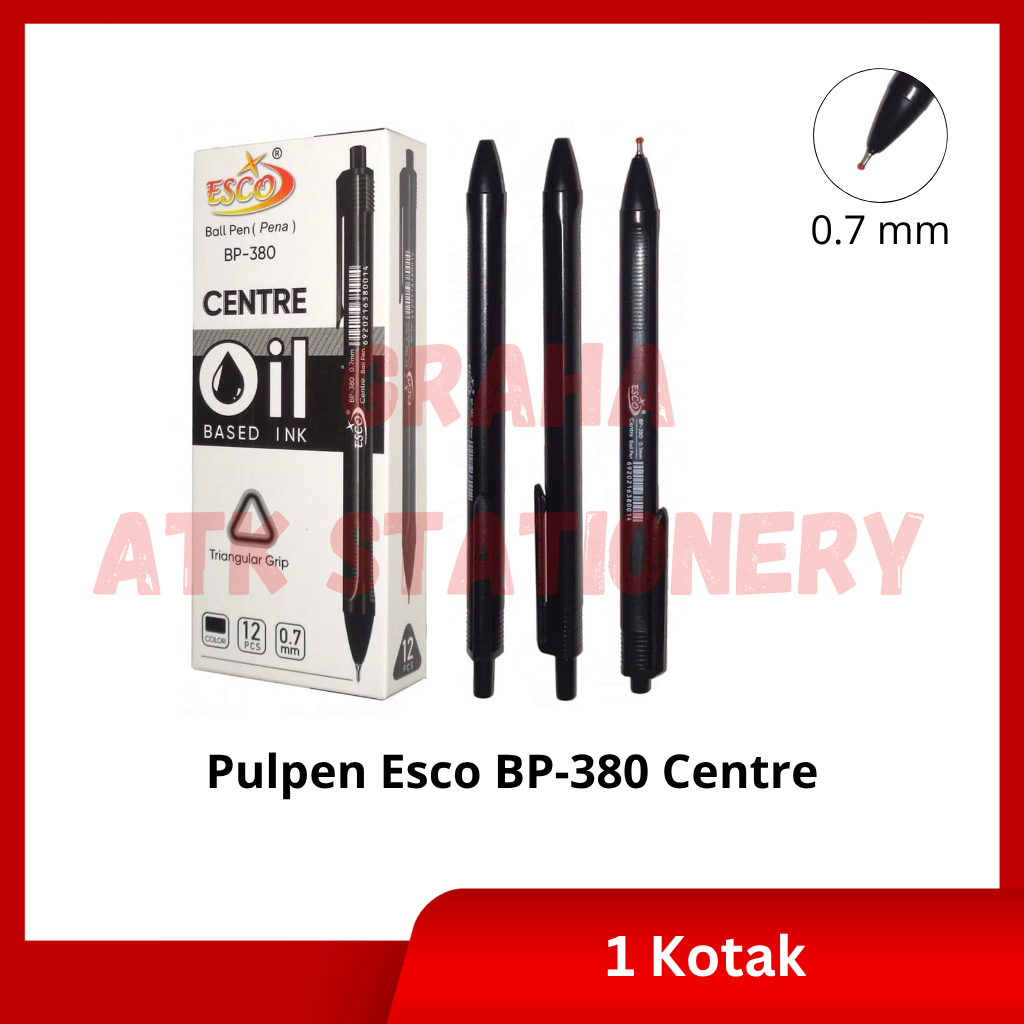 

[1 Kotak] Pulpen Esco BP-380 Centre / Gel Pen 0.7mm Esco BP-380 Centre