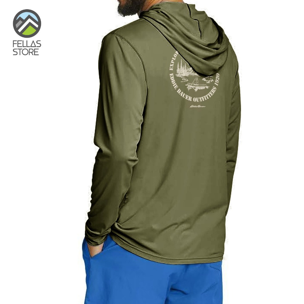 Baju Eddie Bauer - Long Sleeve Hoodie Graphic 1920 Olive
