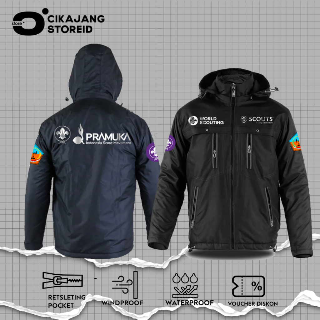 JAKET SCOUT PRAMUKA INDONESIA | JAKET PRAMUKA CLIMBER SCOUT OUTDOOR  | BISA CUSTOM SAKA SABLON BORDI