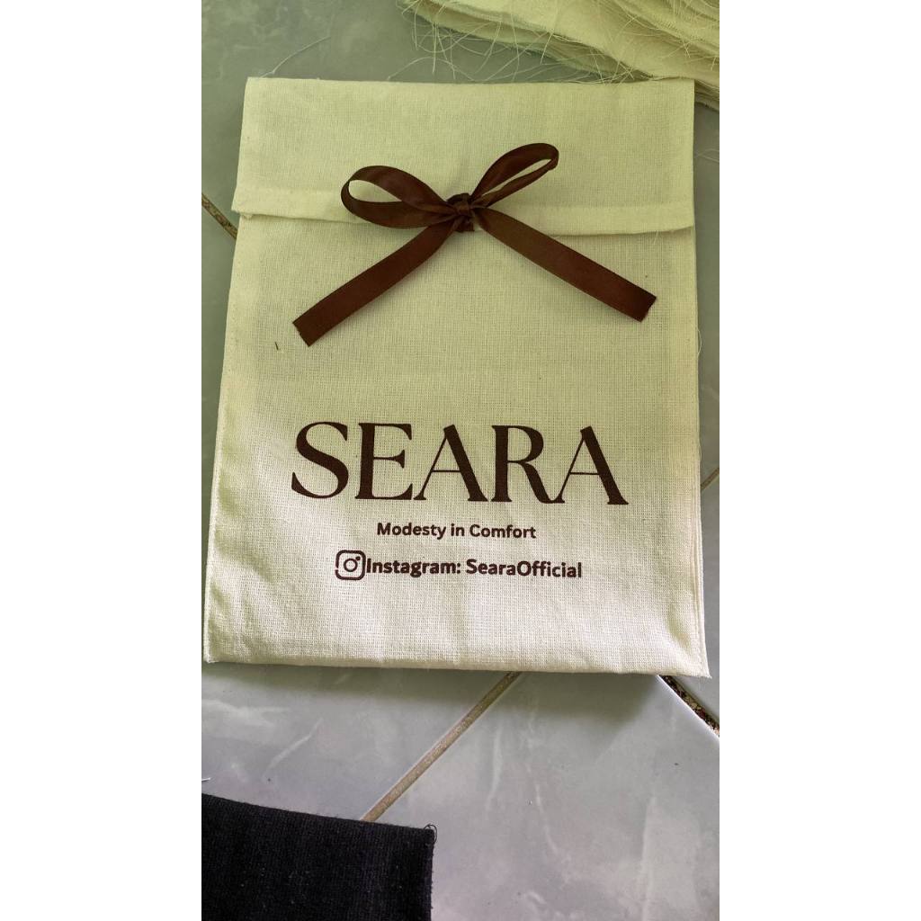 Pouch Blacu Custom Bentuk Amplop dengan Pita | Packaging Custom