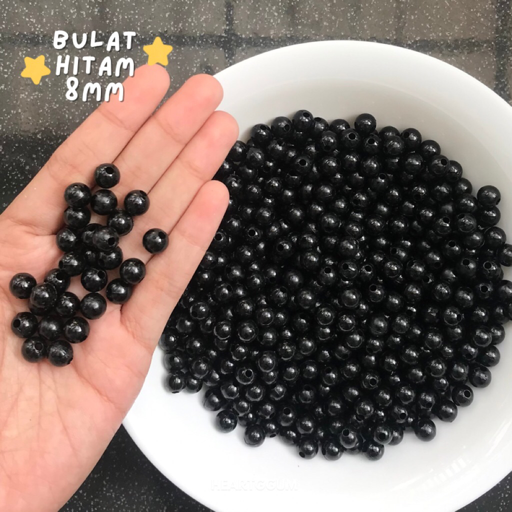 [10 gram] Manik mote hitam 6mm