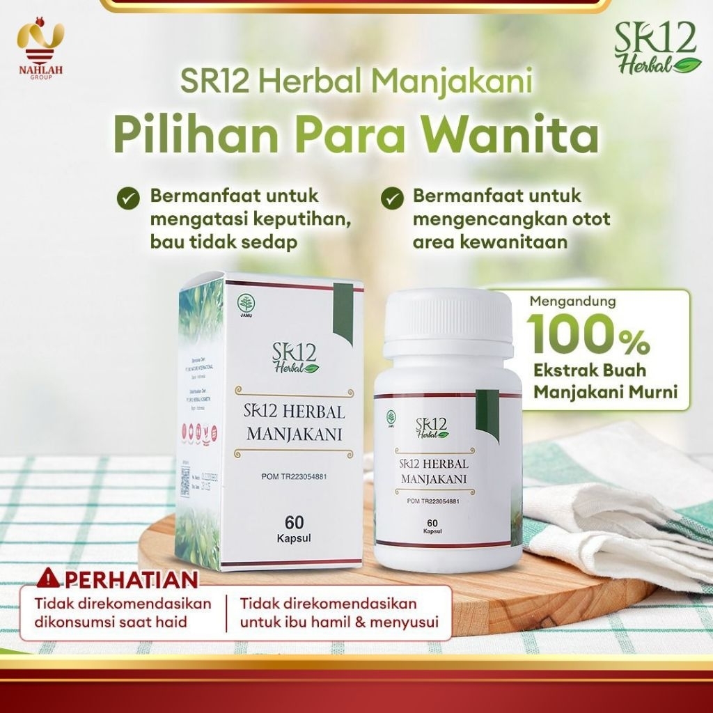 Manjakani SR12 Obat Keputihan Miss V Melancarkan Pelancar Haid Promil Merapetkan isi 60 Butir Herbal