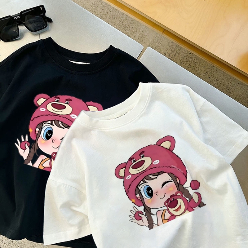 korea style Putih cocobaby t shirt cotton Kaos Atasan Anak laki-laki Perempuan | Kaos motif beruang 