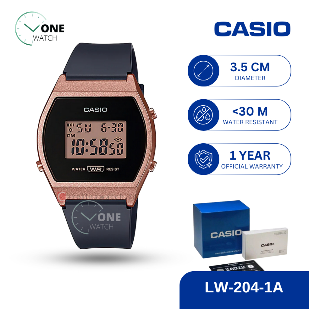 Jam Tangan Casio LW-204 Original Pria General Digital LW204 204 Tali Rubber Garansi Resmi