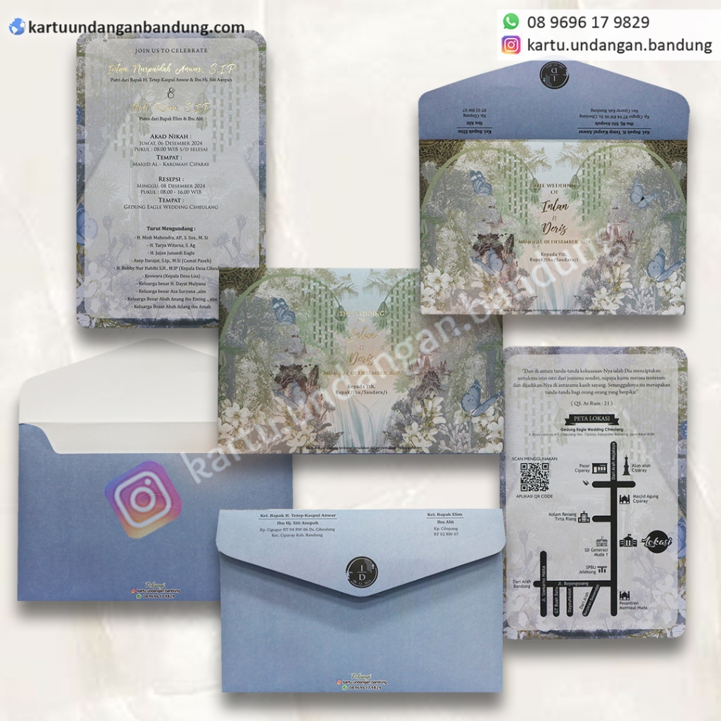 

Kartu Undangan Single Hard Cover + Amplop With Fairy Tales Blue Design