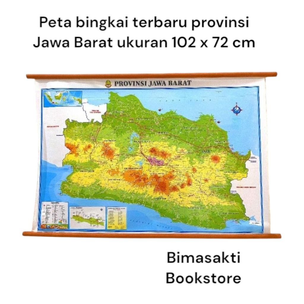 

Peta bingkai provinsi Jawa Barat terbaru ukuran 102 x 72 cm