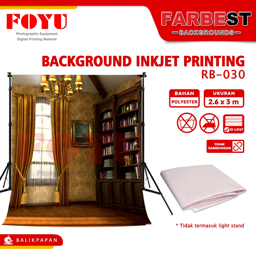 Background Backdrop Foto Photo Studio Inkjet Ukuran 2.6x3 M Meter Wisuda Graduation Gambar Rak Buku 