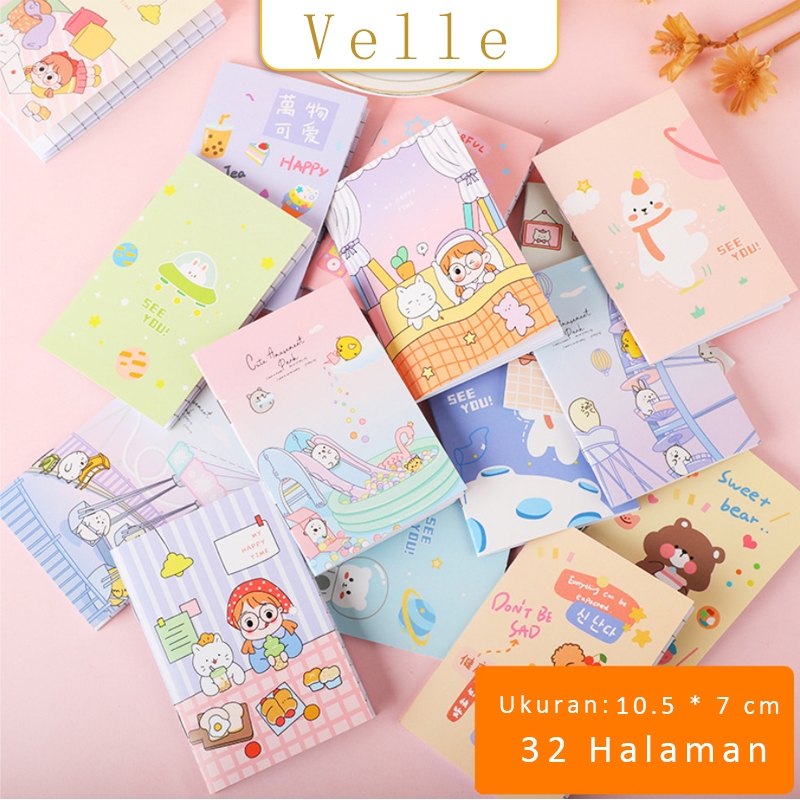 

VELLE Buku Tulis Mini Motif Kartun/ Notebook Mini Kartun/ Buku Catatan Mini Lucu