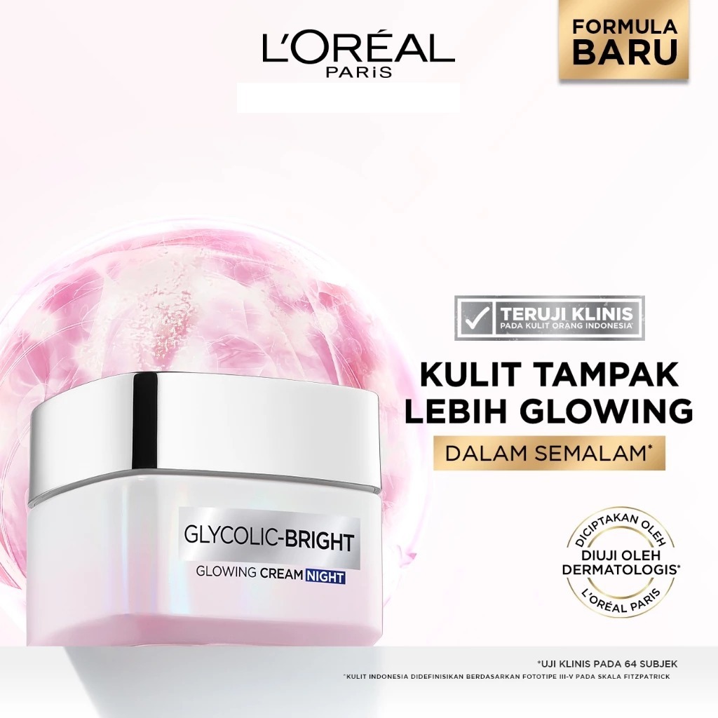 L'Oreal Paris Glycolic Bright Glowing SERIES - Day , Night Cream, Facial Wash & Serum 30ml 15ml - Sk