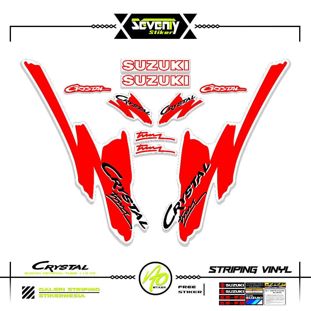 STRIPING SUZUKI CRYSTAL TUNE MOTIF X24 STICKER CRYSTAL TUNE CUSTOM STIKER LIS BODY MOTOR CRYSTAL ORI