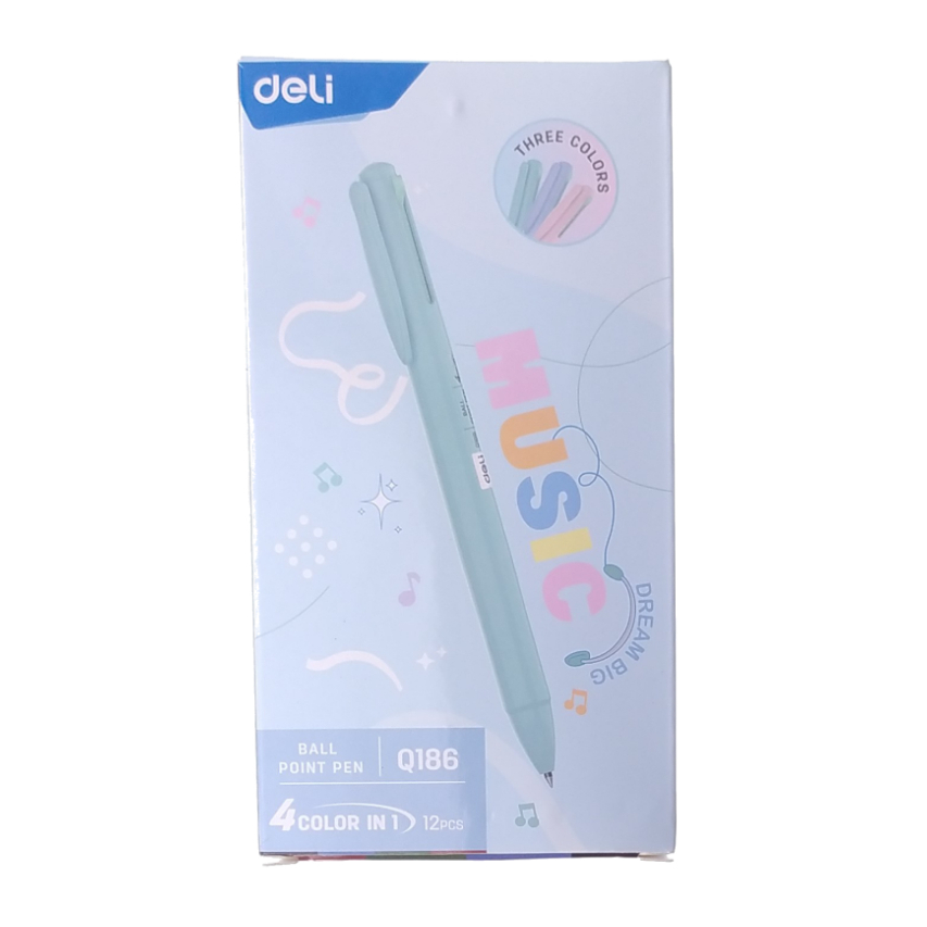 

Deli Q186 4 Color Retractable Pen Pulpen Cetek Warna 0.5 mm