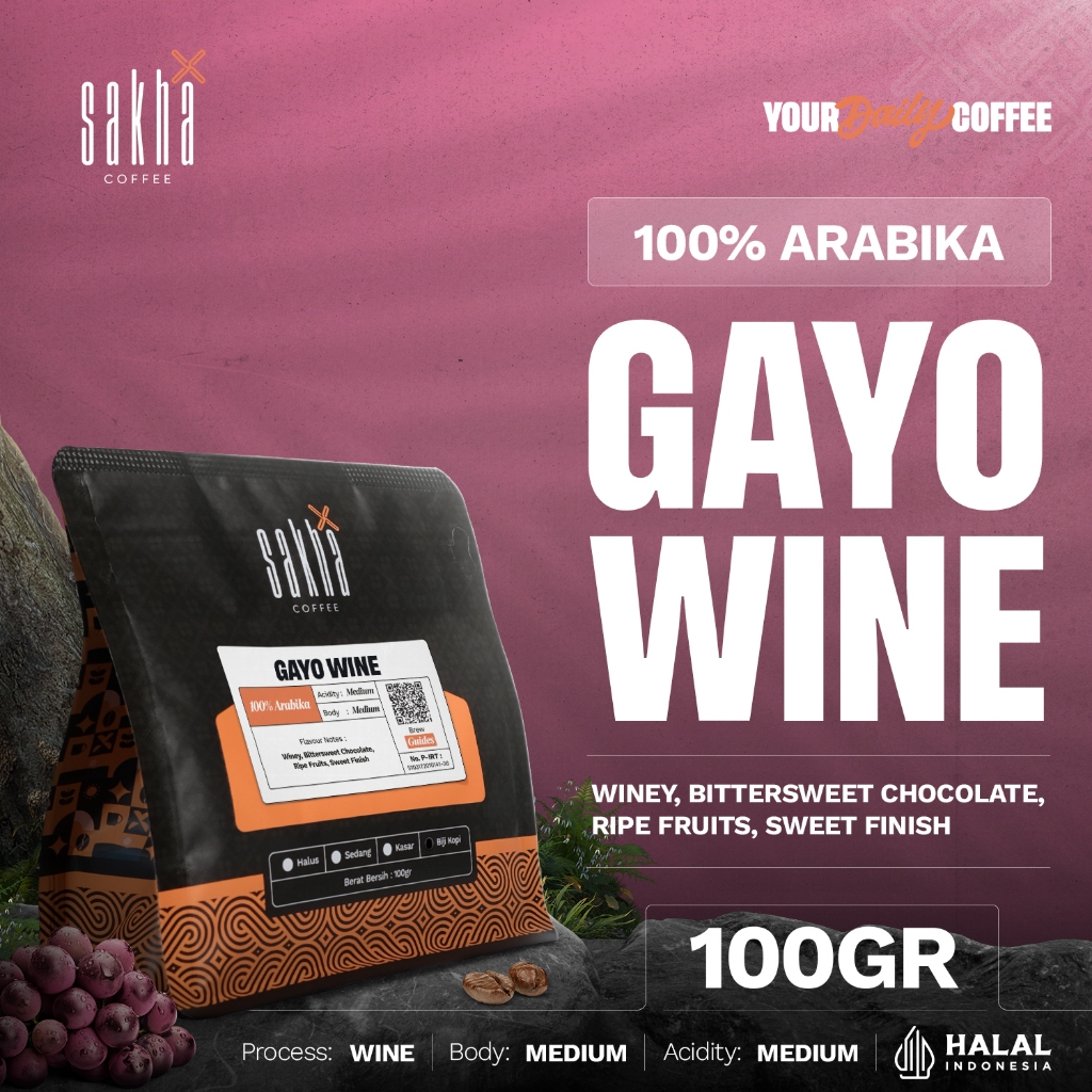

Kopi Arabika Gayo Wine Arabica Specialty Coffee Roast Beans 100 Gram