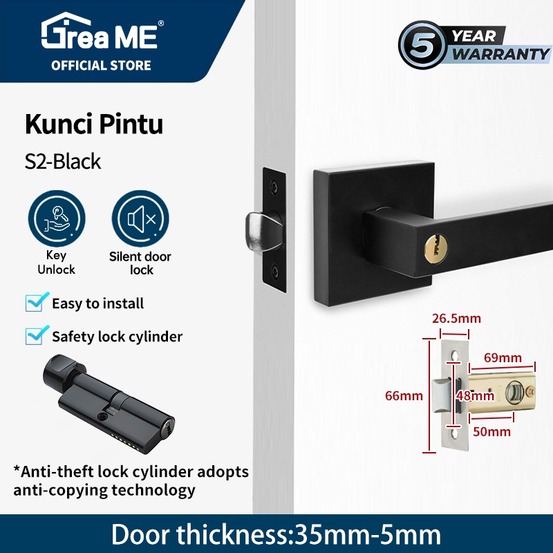 CODGrea ME Handle Pintu Rumah/Kamar Tidur Set Gagang Pintu Minimalis handle pintu