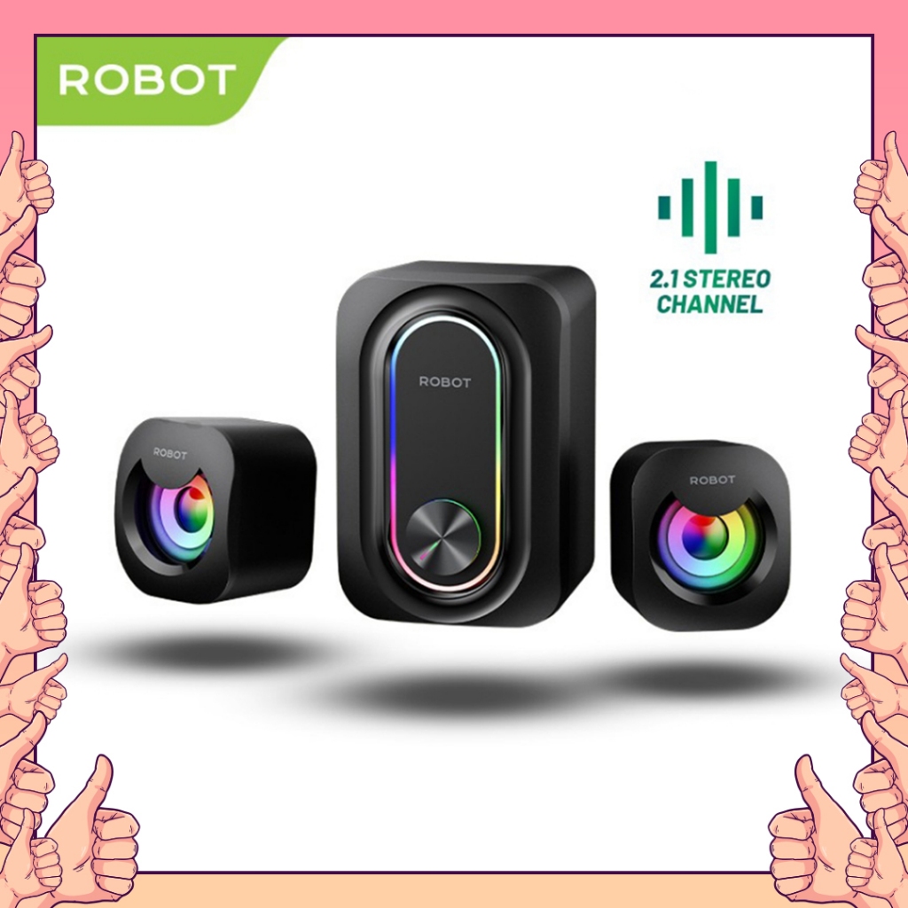 ROBOT Speaker Laptop PC Gaming Lampu Soundbar Super Bass Portable RGB RS190
