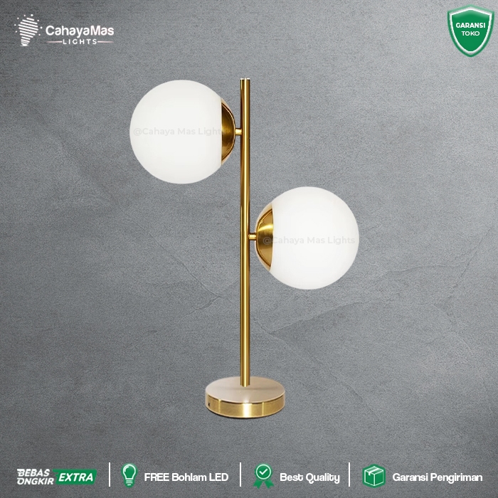 Lampu Hias Meja Indoor 2 Bola/Bulat Kaca -Bedside/Nakas/Cafe/Meja Makan/Dll - Minimalist Modern Nord