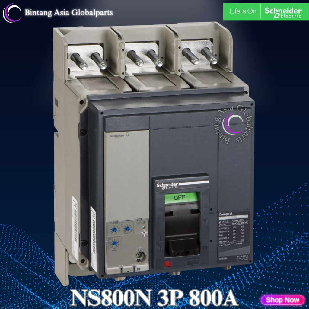 MCCB 3p 800a Schneider NS800N Manual Original / MCCB 3 Phase 800 Ampere NS800 / Breaker 3 Pole 800a 