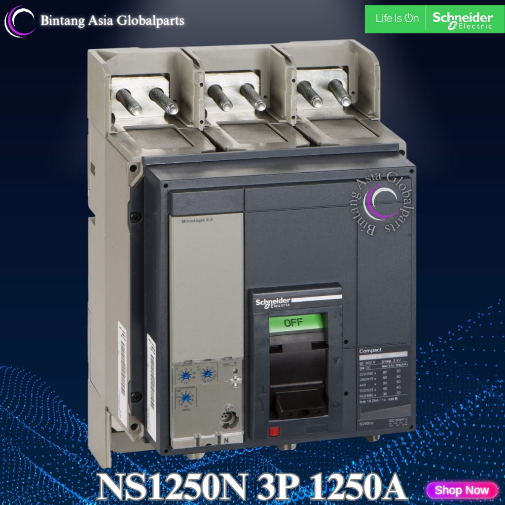 MCCB 3p 1250a Schneider NS1250N Manual Original / MCCB 3 Phase 1250 Ampere NS1250 / Breaker 3 Pole 1
