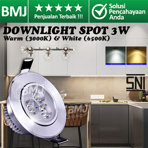 LED DOWNLIGHT 3W. DOWNLIGHT 3 MATA. DOWNLIGHT INBOW 3W. LAMPU LED 3W. LAMPU KITCHEN SET. SPOTLIGHT