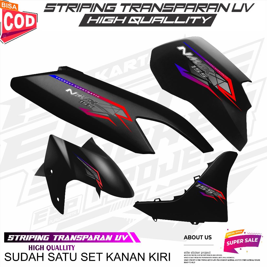 STRIPING VARIASI NMAX NEW MOTIF SIMPLE, STICKER UV TRANSPARAN NMAX NEW