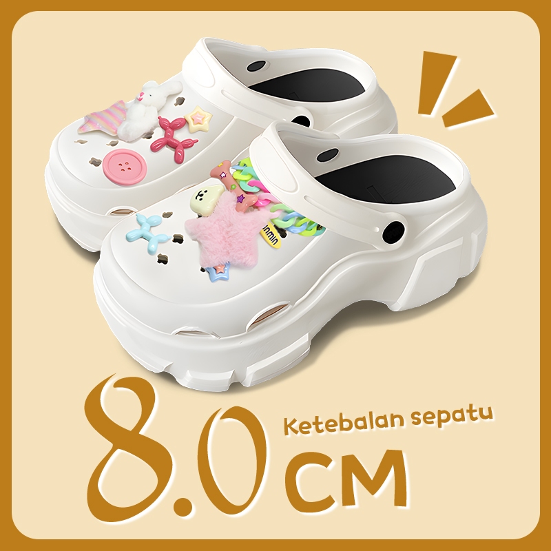 Sandal Sepatu Wedges Wanita Sendal Sandal Kodok Sendal Sepatu Fuji Wanita Selop EVA Karet Tinggi San