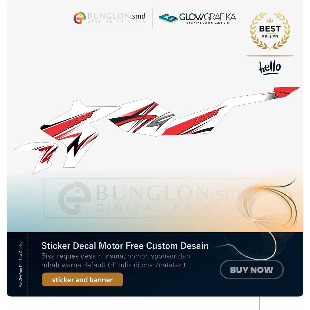 DECAL STIKER MOTOR CUSTOM YAMAHA NEW VIXION EDISI MERAH PUTIH