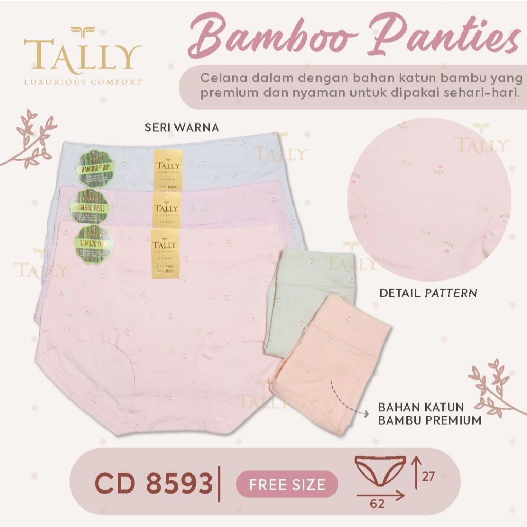 Tally Celana Dalam Bamboo Katun Premium Motif Free Size Fit to XL - CD 8593