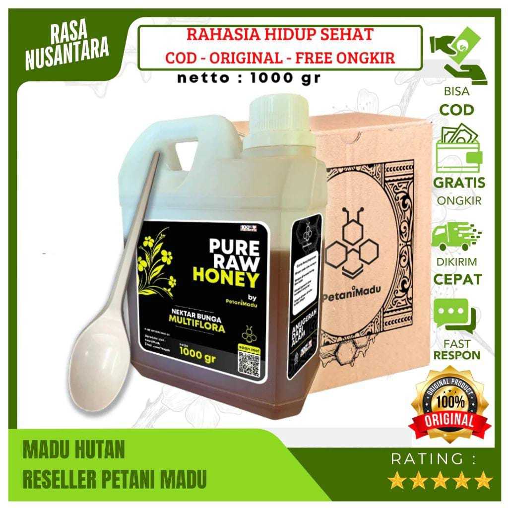 

Pure Raw Honey By PetaniMadu Nektar Bunga Multiflora 1000gr
