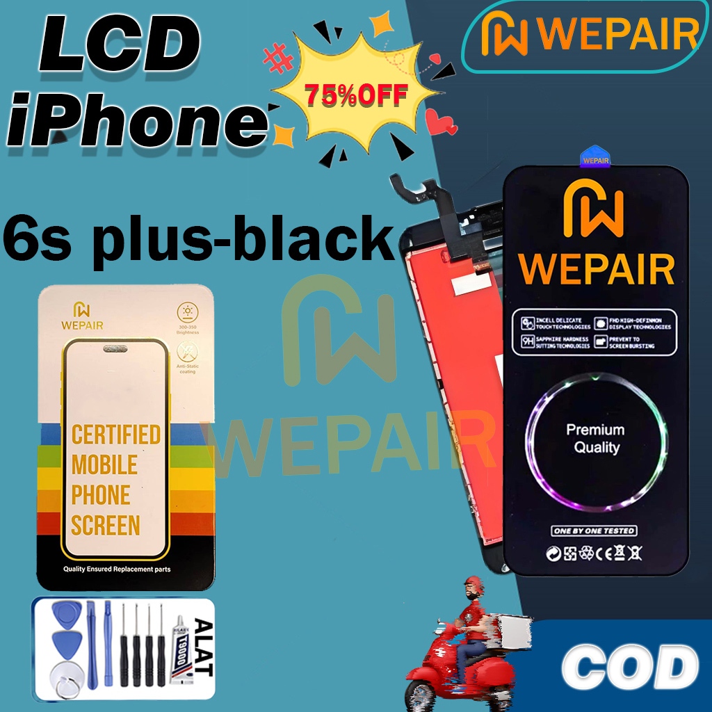 Layar LCD HP Ori IPHONE 6s PLUS BLACK WEPAIR LCD Fullset Original 100% +Bebas Toolkit untuk Perbaik+