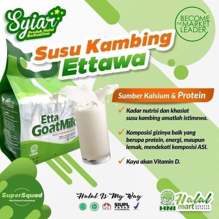 

Etta GoatMilk Susu Kambing Ettawa Sumber Kalium & Protein hni hpai
