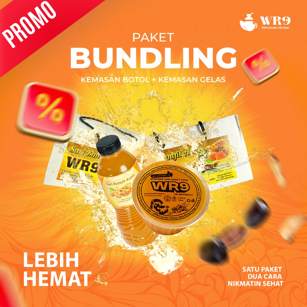 

WR9 Paket Bundling Kemasan Botol + Gelas | Minuman Sehat dan Menyegarkan by WR9