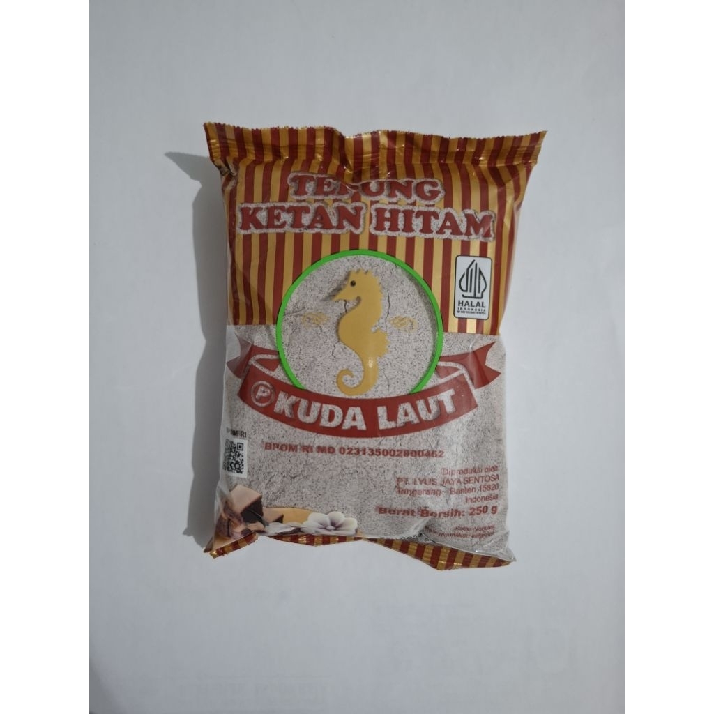 

Tepung Ketan Hitam cap Kuda Laut 250 gr