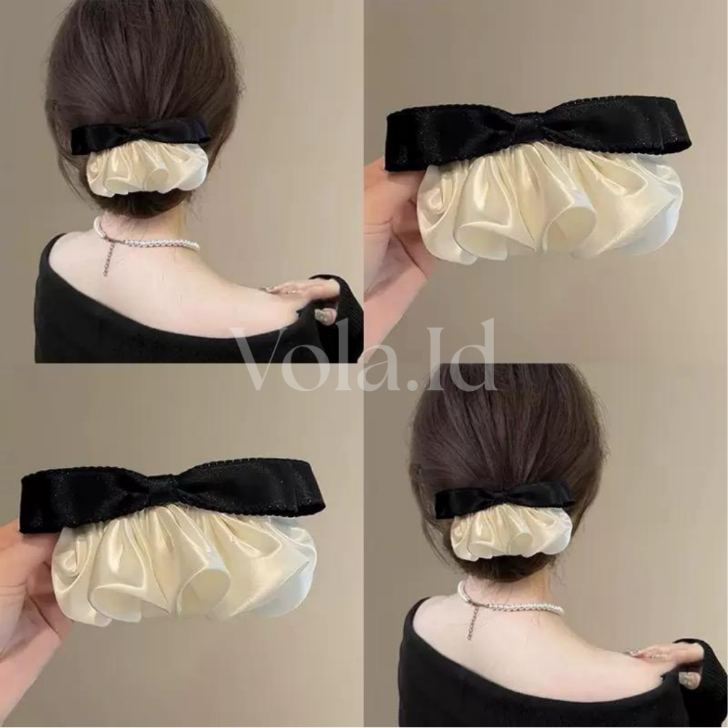 Vola.Id - Jepit Rambut Model Rok Lipat Satin / Jepit Rambut Korea Pita / Jepit Rambut Hairpin