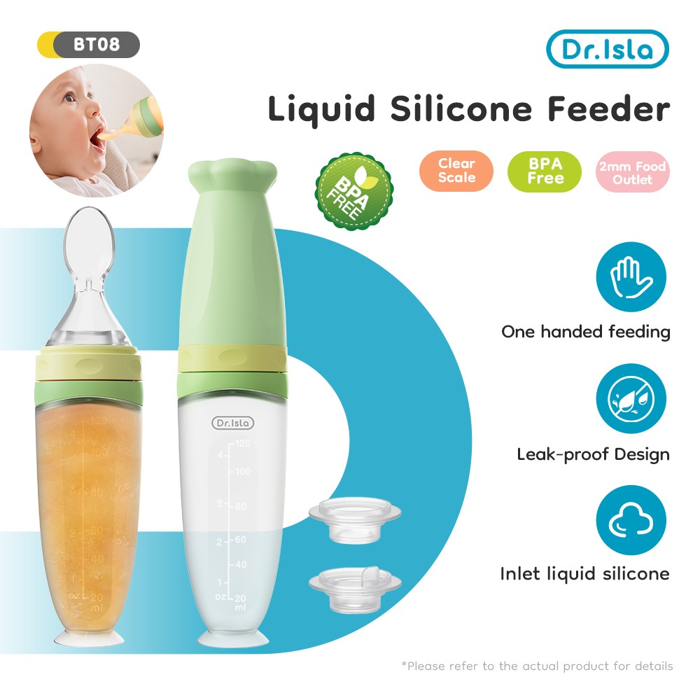 Dr.isla Baby Feeder Spoon Silicone Sendok Makan Bayi 2 in 1 Portable Mpasi 6 Bulan BPA Free BT08