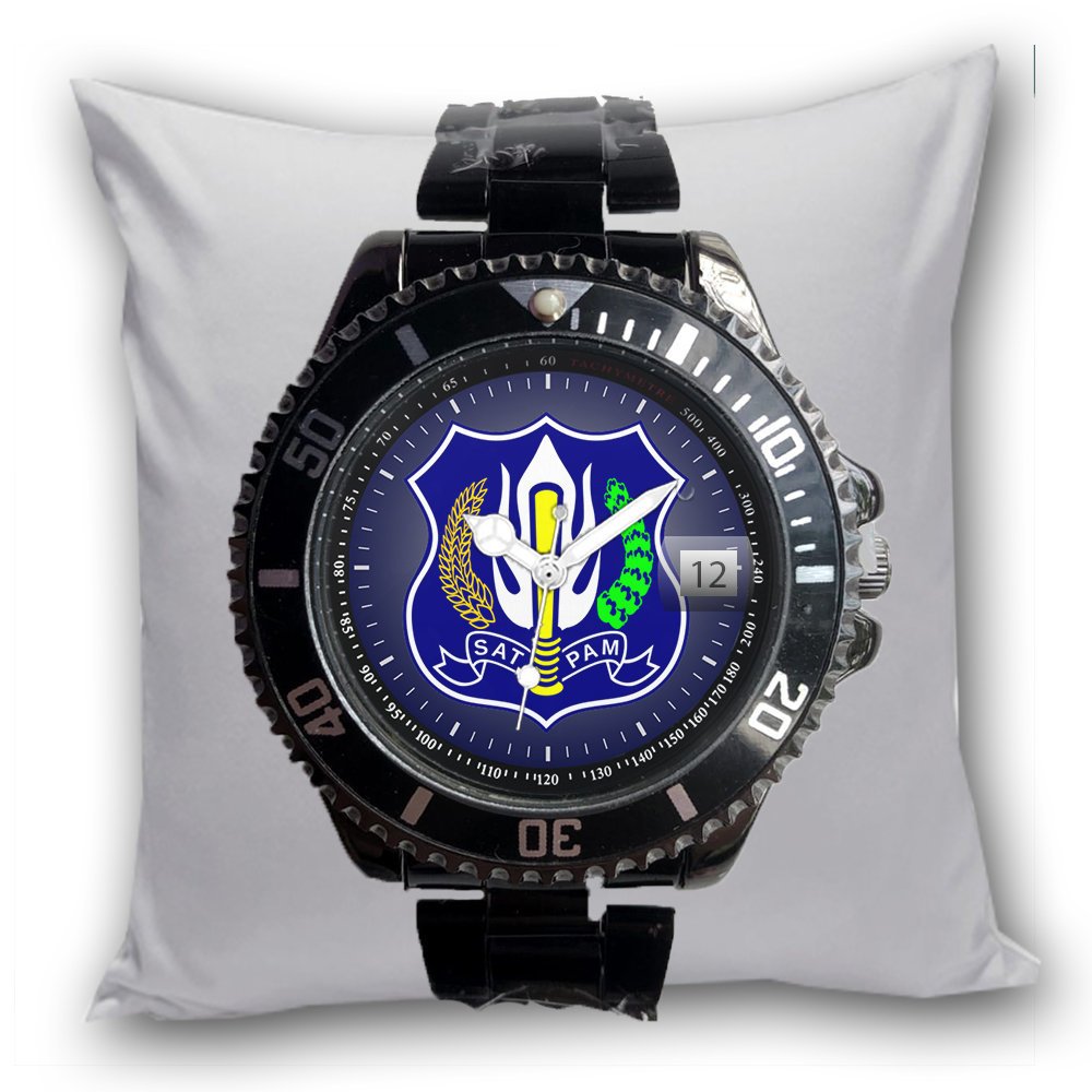 Jam Tangan Pria SATPAM Tanggal Stainless Steel Hitam Cowok Dewasa Custom Keren Terbaru 01