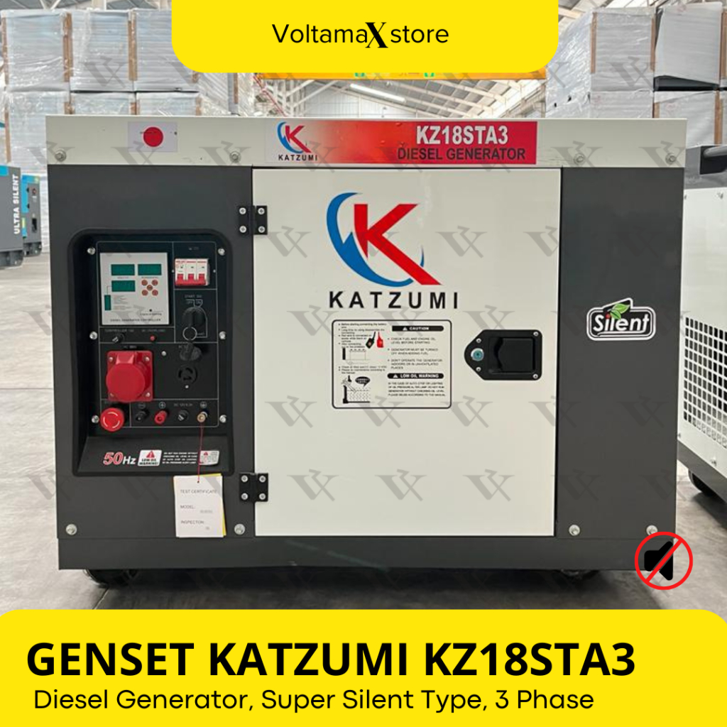 Genset Solar Diesel 12000 watt KATZUMI 15 KVA 3 PHASE- Silent type