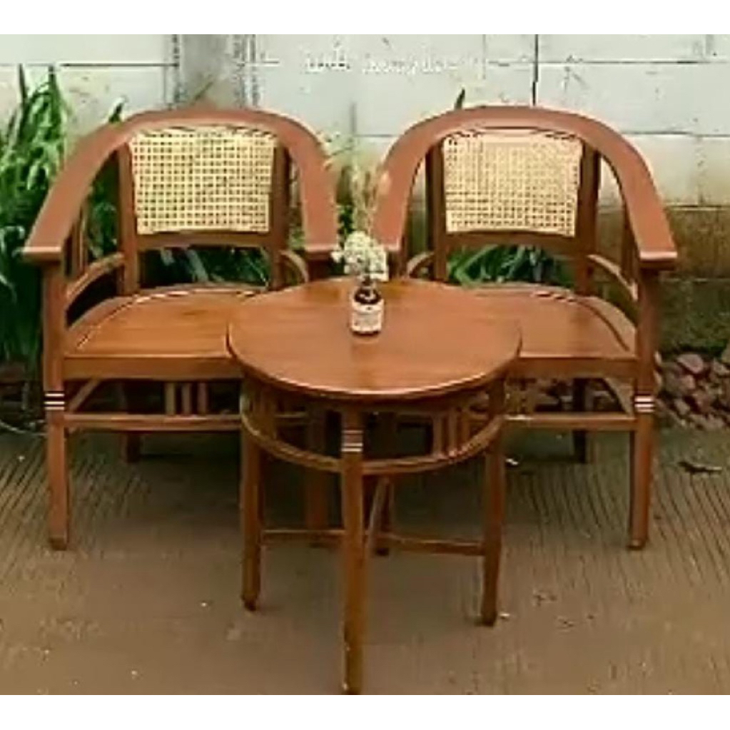 Kursi Teras Rotan Set Teras Kayu Jati Kursi Rotan Kursi Cafe Kursi Resto Rotan Kayu Jati