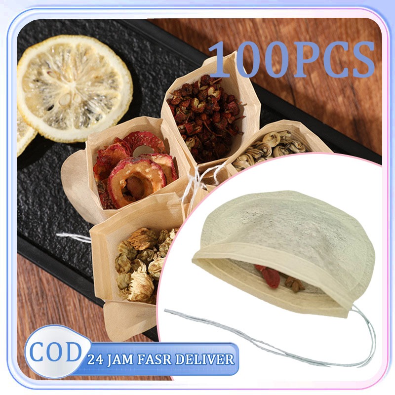 

100pcs Tea Bag Kosong Filter Teh Kantong Teh Kertas Bulat Kantong Filter Herbal Rempah