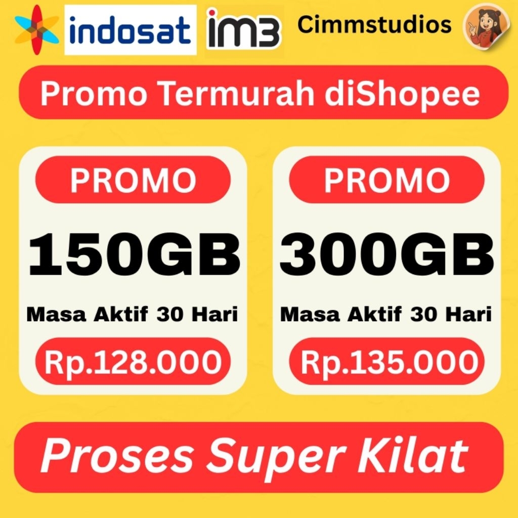 Paket Data Internet IM3 Indosat 30GB 60GB 150GB 300GB – Kuota Internet 24 Jam Murah | Cimmstudios