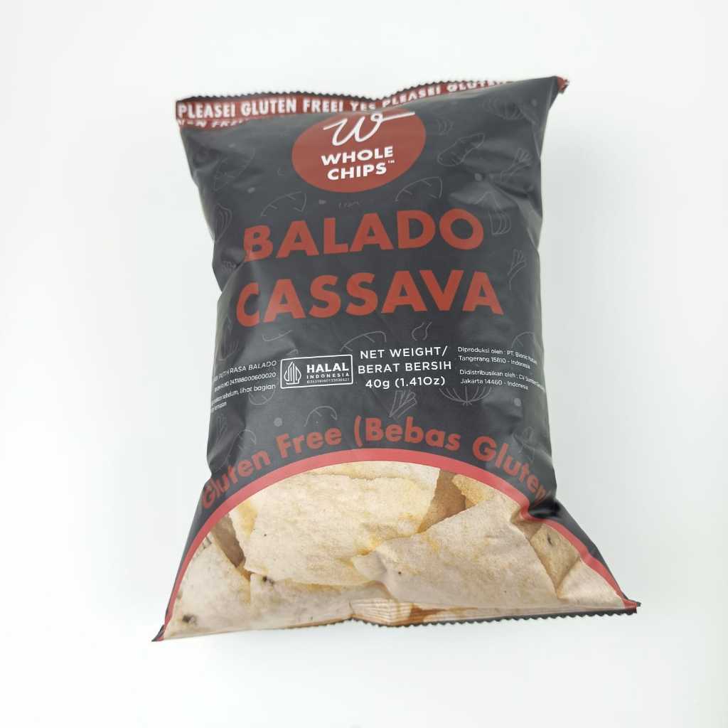 

WholeChips Balado Cassava 40Gr Keripik Singkong Bebas Gluten Halal Snack Pedas Food