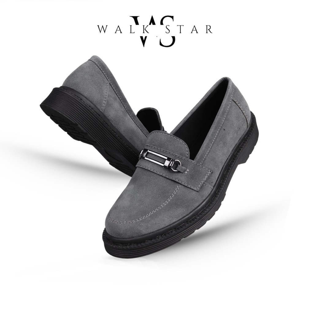 Sepatu Pria Penny Loafers Suede Gray Gesper by WalkStar