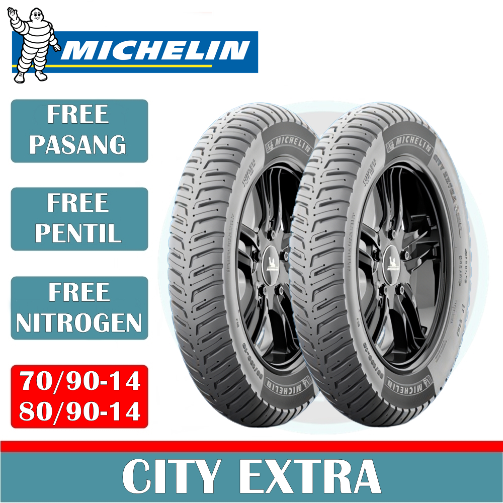 Paket Ban Motor MICHELIN CITY EXTRA 70/90-14 & 80/90-14 Tubeless Ban Motor Mio Ban Depan Belakang Mo